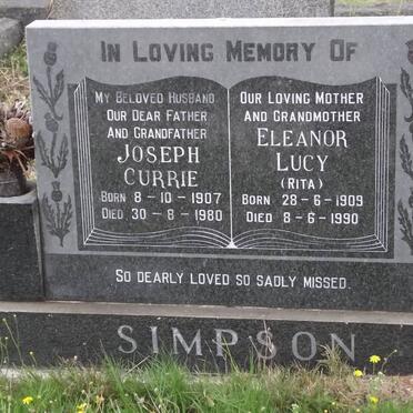 SIMPSON Joseph Currie 1907-1980 &amp; Eleanor Lucy 1909-1990