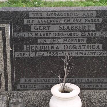 SLABBERT Gert 1883-1945 &amp; Hendrina Dorathea 1885-1974