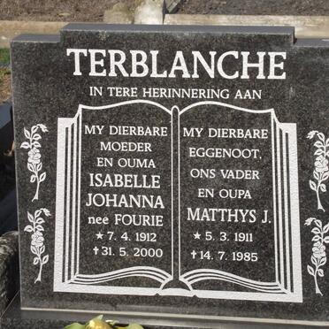 TERBLANCHE Matthys J. 1911-1985 &amp; Isabelle Johanna FOURIE 1912-2000