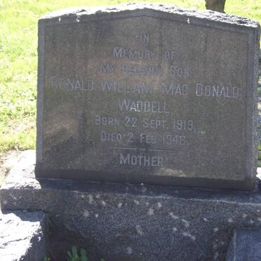 WADDELL Ronald William Mac Donald 1919-1948