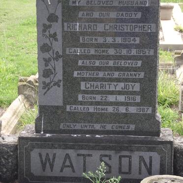WATSON Richard Christopher 1904-1957 &amp; Charity Joy 1916-1987