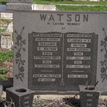 WATSON Benjamin C. 1894-1967 &amp; Florence H.V. ROBERTSON 1893-1972