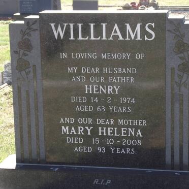 WILLIAMS Henry -1974 &amp; Mary Helena -2008