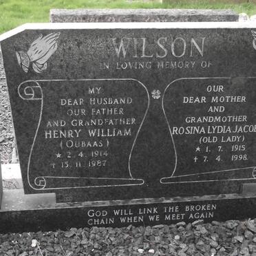 WILSON Henry William 1914-1987 &amp; Rosina Lydia Jacoba 1915-1998