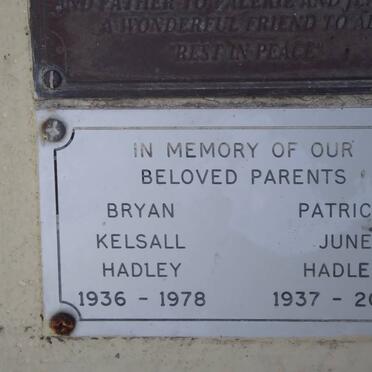 HADLEY Bryan Kelsall 1936-1978 &amp; Patricia June 1937-2005