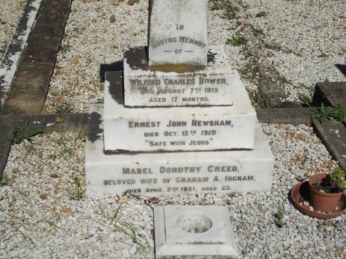 INGRAM Mabel Dorothy Creed -1921 :: NEWSHAM Ernest John -1919 :: BOWER Wilfred Charles -1915