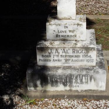 RIGG J.A. 1864-1937 &amp; Lillie BOARD 1805-1950 :: RIGG Harry 1890-1944