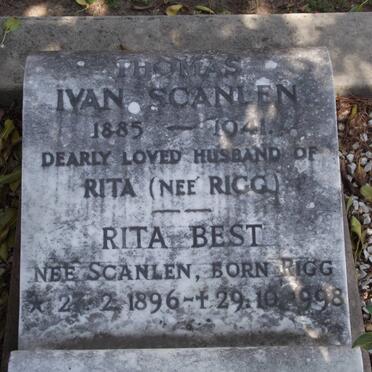 SCANLEN Thomas Ivan 1885-1941 :: BEST Rita nee SCANLEN 1896-1998