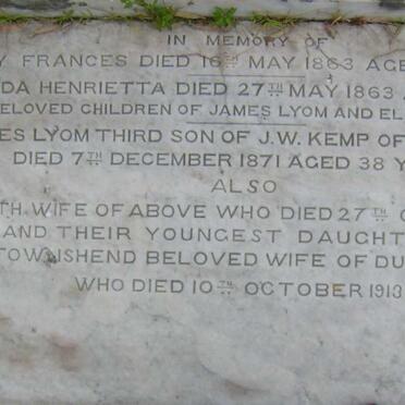 KEMP James Lyom -1871 &amp; Elizabeth -1914