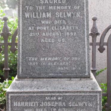 SELWYN William -1892 :: SELWYN Harriet Josepha