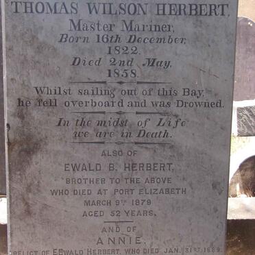 HERBERT Thomas Wilson 1822-1858 :: HERBERT Edwald B. -1879 &amp; Annie -1889