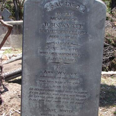 WYATT John -1872 &amp; Jane -1838 :: WYATT Ann -1905 :: MINTER Jane -1911