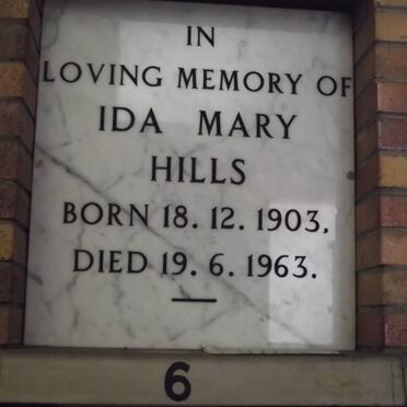 HILLS Ida Mary 1903-1963