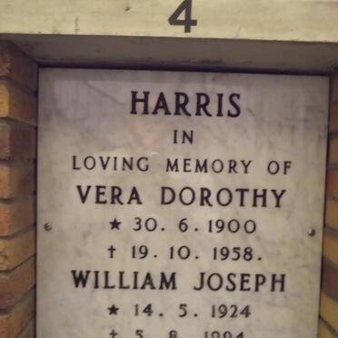 HARRIS William Joseph 1924-1994 &amp; Vera Dorothy 1900-1958