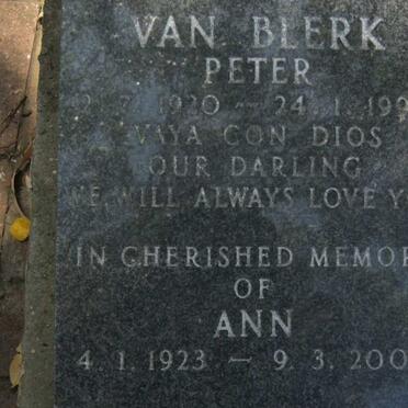 BLERK Peter, van 1920-1994 &amp; Ann 1923-2000