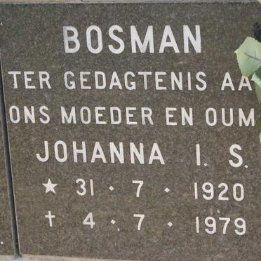 BOSMAN Johanna I.S. 1920-1979