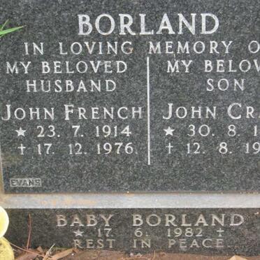 BORLAND John French 1914-1976 :: BORLAND John Craig 1961-1984 :: BORLAND (Baby) 1982-1982