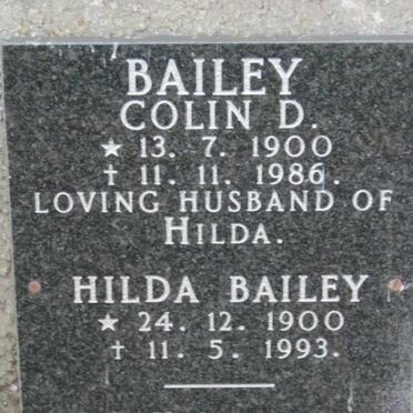 BAILEY Colin D. 1900-1986 &amp; Hilda 1900-1993