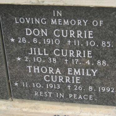 CURRIE Don 1910-1985 &amp; Thora Emily 1913-1992