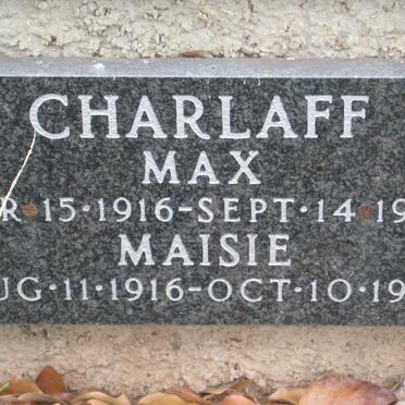CHARLAFF Max 1916-1976 &amp; Maisie 1916-1999