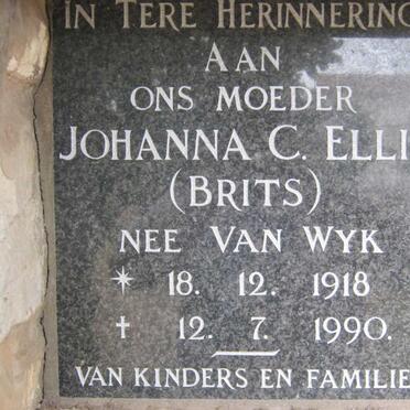 ELLIS Johanna formerly BRITS nee van WYK  1918-1990
