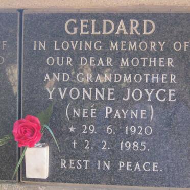 GELDARD Yvonne Joyce nee PAYNE 1920-1985