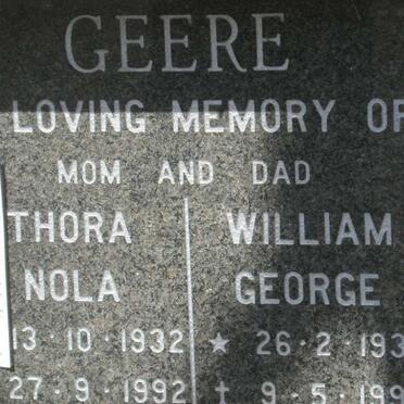 GEERE William George 1930-1994 &amp; Thora Nola 1932-1992