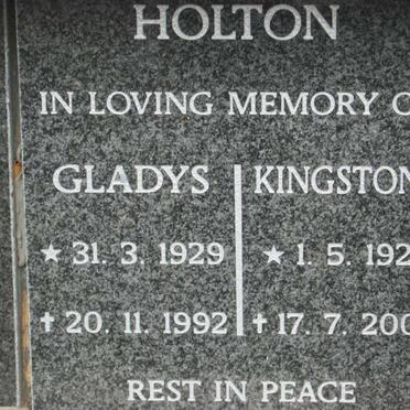 HOLTON Kingstone 1927-2007 &amp; Gladys 1929-1992