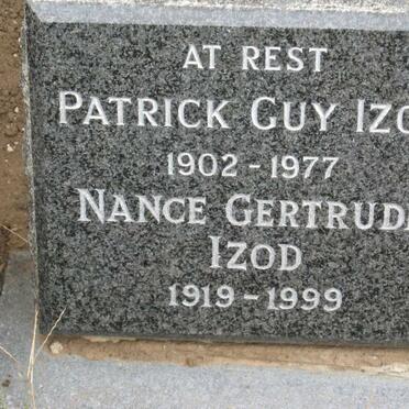 IZOD Patrick Guy 1902-1977 &amp; Nance Gertrude 1919-1999