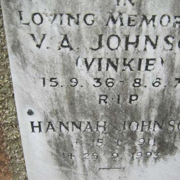 JOHNSON V.A. 1936-1977 :: JOHNSON Hannah 1911-1993