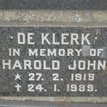 KLERK Harold John, de 1918-1989