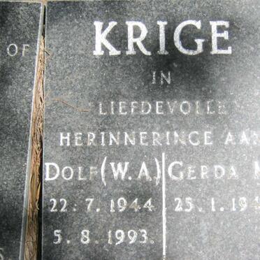 KRIGE W.A. 1944-1993 &amp; Gerda M. 1947-
