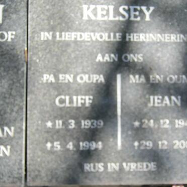 KELSEY Cliff 1939-1994 &amp; Jean 1944-2007