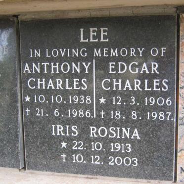 LEE Anthony Charles 1938-1986 :: LEE Edgar Charles 1906-1987 &amp; Iris Rosina 1913-2003