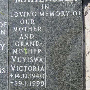 MAHLASELA Vuyiswa Victoria 1940-1999