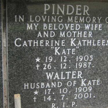 PINDER Walter 1909-2001 &amp; Catherine Kathleen 1905-1987