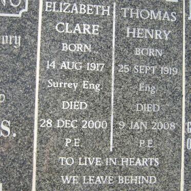 SIBTHORPE Thomas Henry 1919-2008 &amp; Elizabeth Clare 1917-2000
