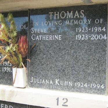 THOMAS Steve 1923-1984 &amp; Catherine 1923-2004 :: KUHN Juliana 1924-1994