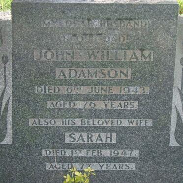 ADAMSON John William -1943 &amp; Sarah -1947