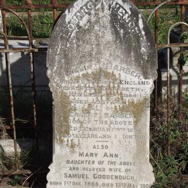 BARBER William -1894 :: BARBER Ernest -1894 :: GOODENOUGH Mary Ann nee BARBER 1888-1906