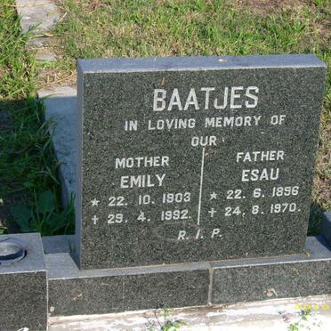BAATJES Esau 1896-1970 &amp; Emily 1903-1992 