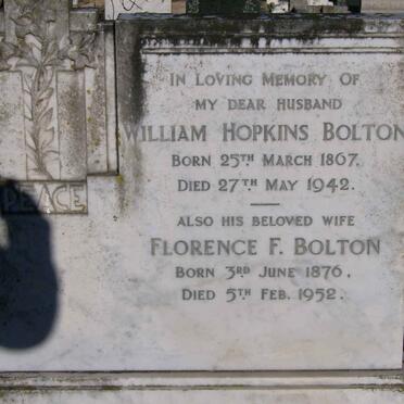 BOLTON William Hopkins 1867-1942 &amp; Florence F. 1876-1952