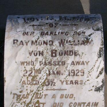 BONDE Raymond William, von -1929 