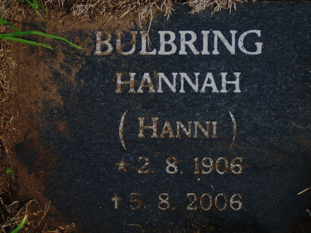 BULBRING Hannah 1906-2006