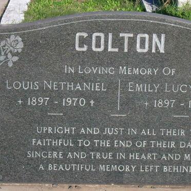 COLTON Louis Nethaniel 1897-1970 &amp; Emily Lucy Agnes 1897-1964
