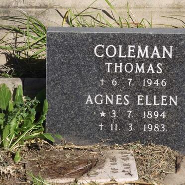 COLEMAN Thomas -1946 &amp; Agnes Ellen 1894-1983