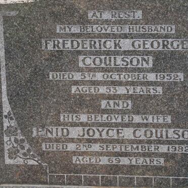 COULSON Frederick George -1952 &amp; Enid Joyce -1982