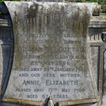 COTTER William E. B. 1886-1941 &amp; Annie Elizabeth -1960