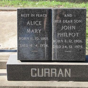 CURRAN Alice Mary 1868-1954 :: CURRAN John Phillpot 1906-1975