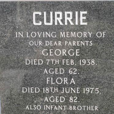 CURRIE George -1938, Flora -1975 :: CURRIE Alan